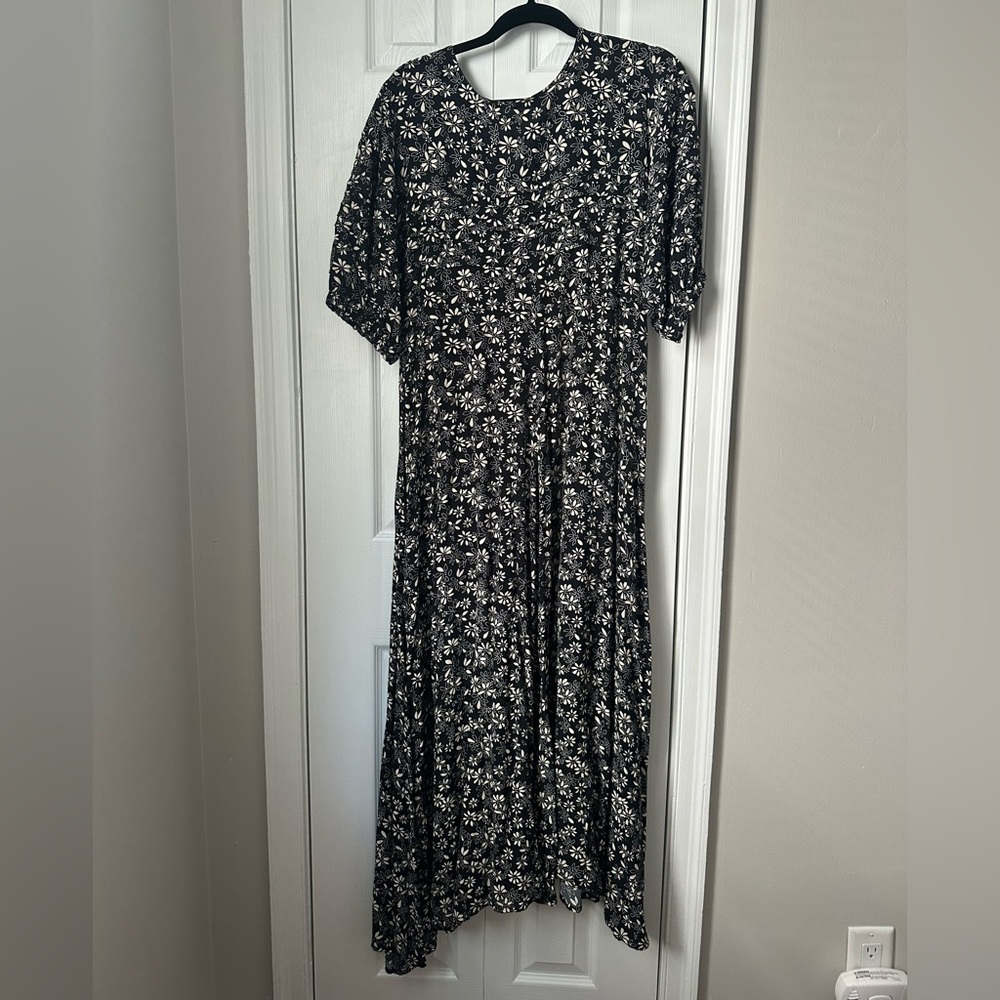 Free People Floral Black and Cream Women's Flowy Maxi Dress